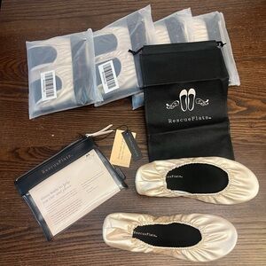 Rescue Flats Women’s Champagne Size XL 12-13 Ballerina Style NWT w/High Heel Bag